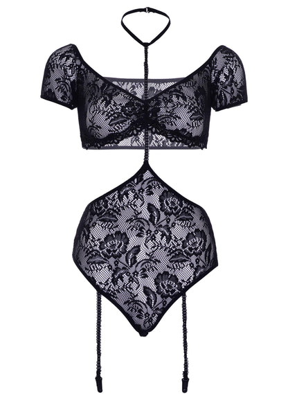 Bandeau Top and Garter Teddy BLACK M/L - 6