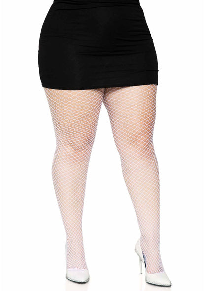 Plus Elastane Industrial Fishnet Pantyhose WHITE 1X/2X - 0
