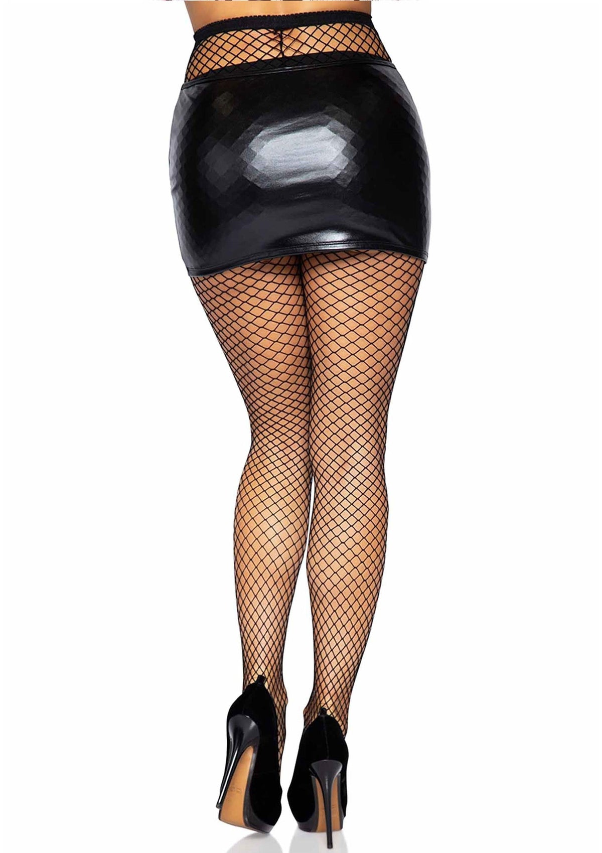 Elastane Fishnet Pantyhose BLACK O/S - 1
