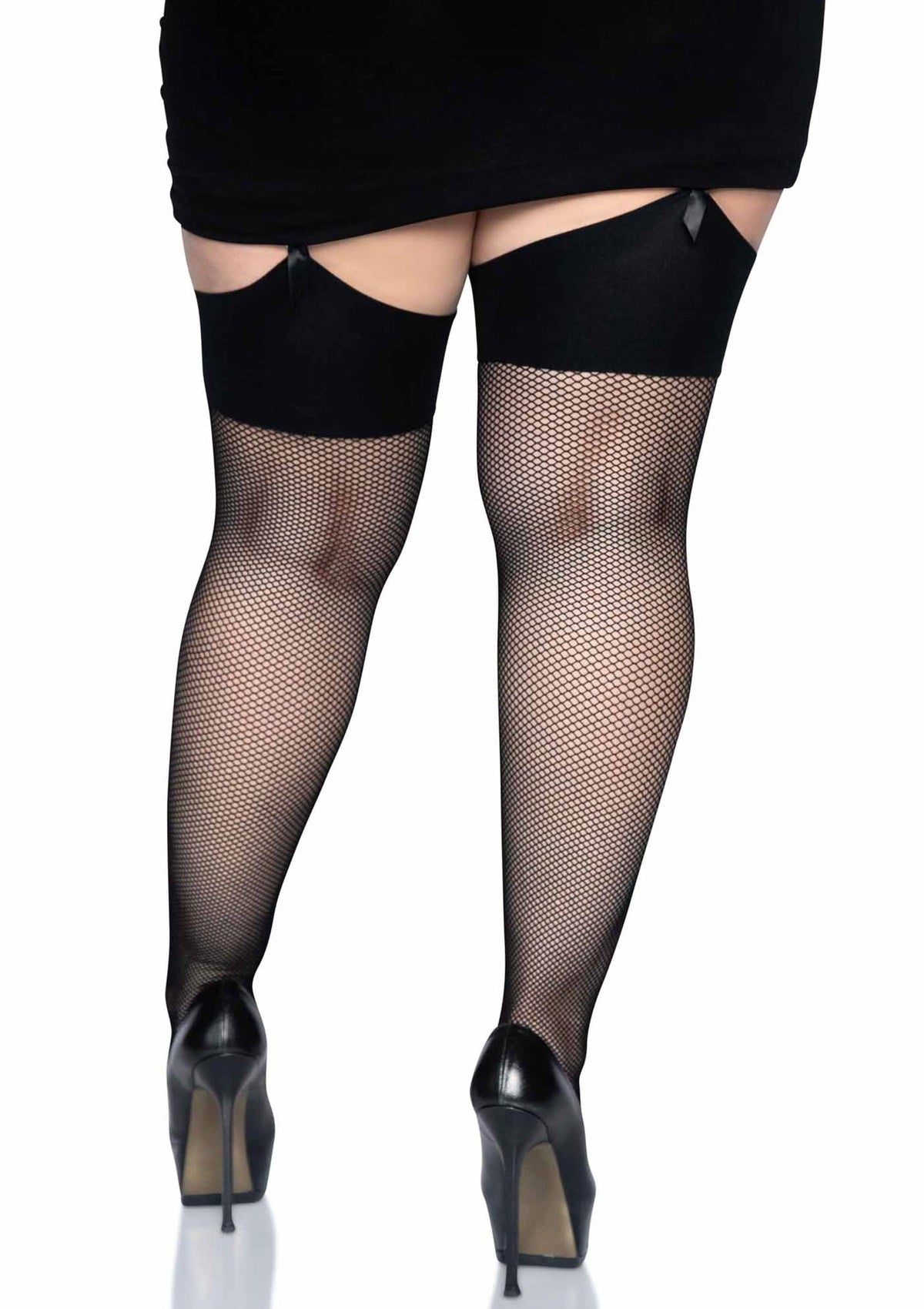 Plus Elastane Fishnet Stockings BLACK 1X/2X - 1