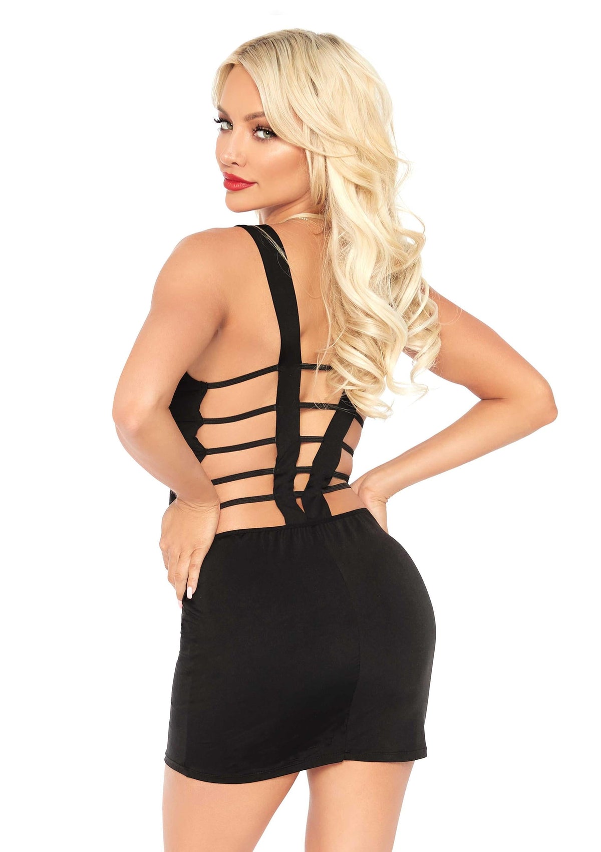 Deep-V Mini Dress BLACK M - 1