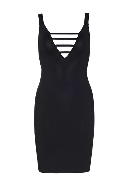 Deep-V Mini Dress BLACK M - 2