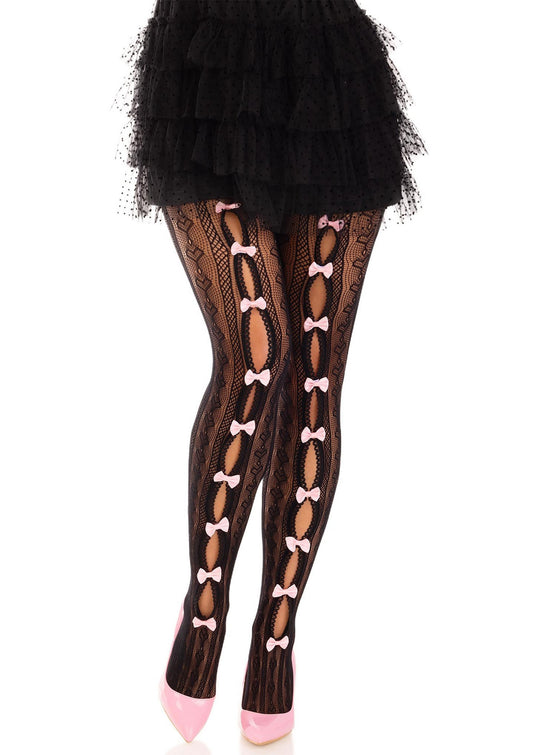 Leg Avenue Sweetheart striped net tights - Black