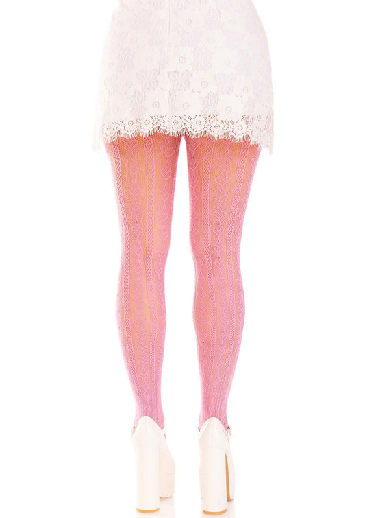 Leg Avenue Sweetheart striped net tights - Pink