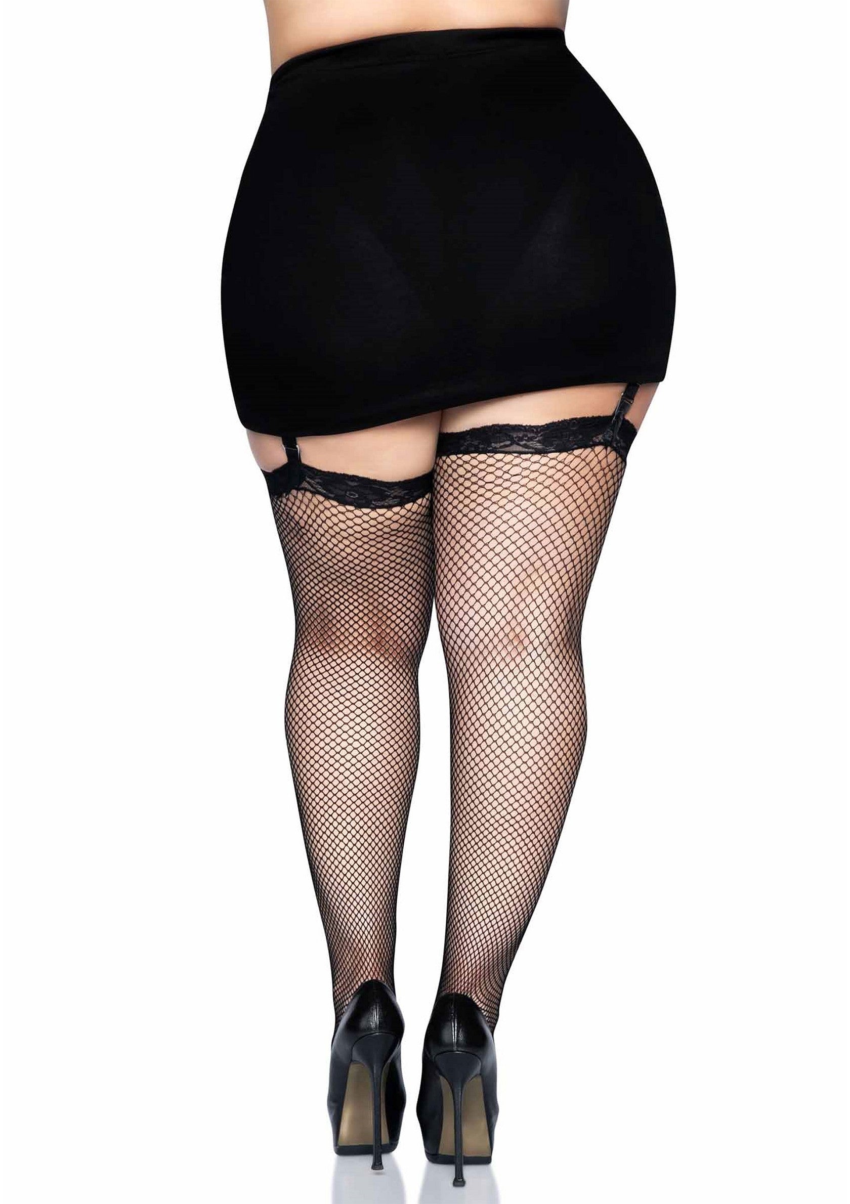 Leg Avenue Plus Size Fishnet Stockings BLACK PLUS - 0