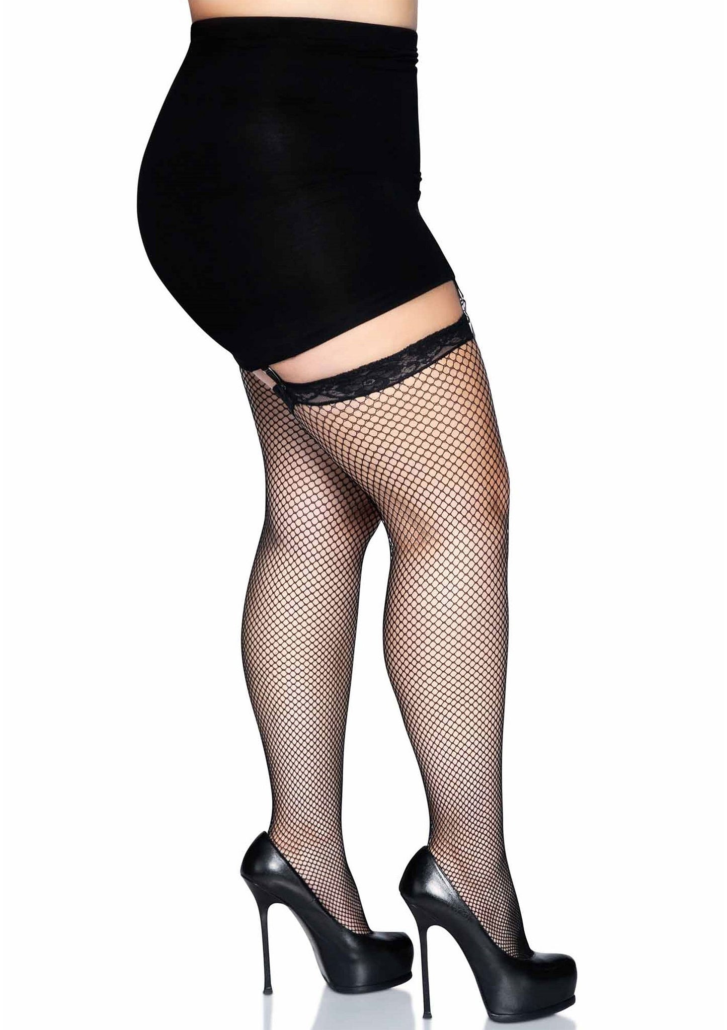 Leg Avenue Plus Size Fishnet Stockings BLACK PLUS - 1