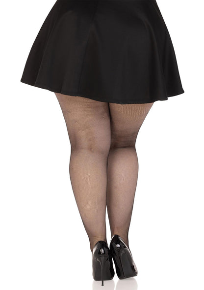 Leg Avenue Spandex micro net tights + BLACK 1X/2X - 1