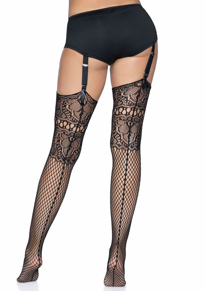 Leg Avenue Fishnet backseam stockings BLACK O/S - 4