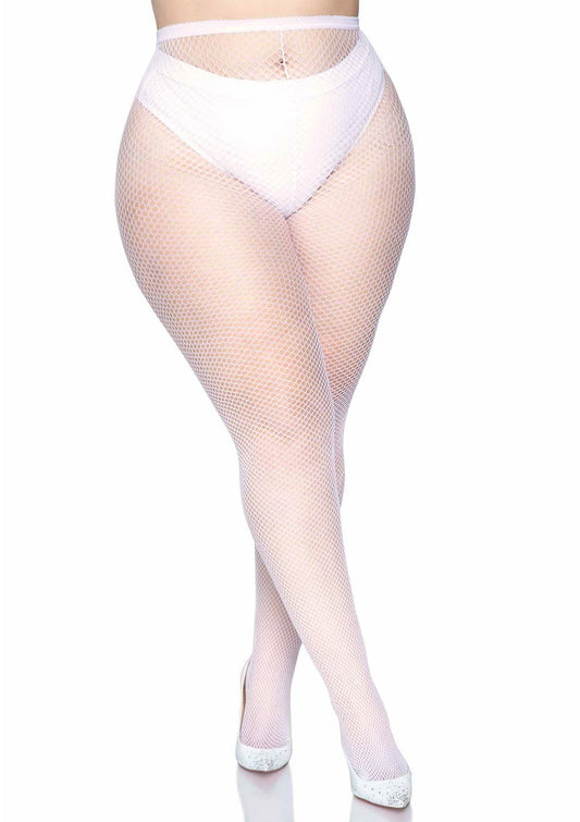 Plus Fishnet Pantyhose - Wit