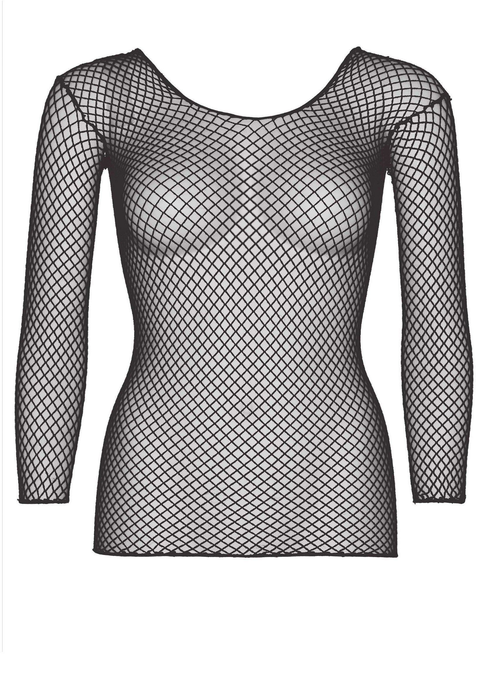 Leg Avenue Long Sleeves Fishnet Top BLACK O/S - 1