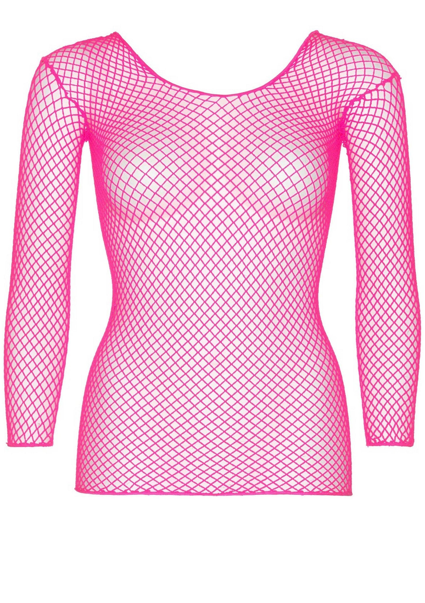 Leg Avenue Long Sleeves Fishnet Top PINK O/S - 3