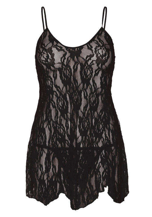 Leg Avenue Rose Lace Flair Chemise - Black