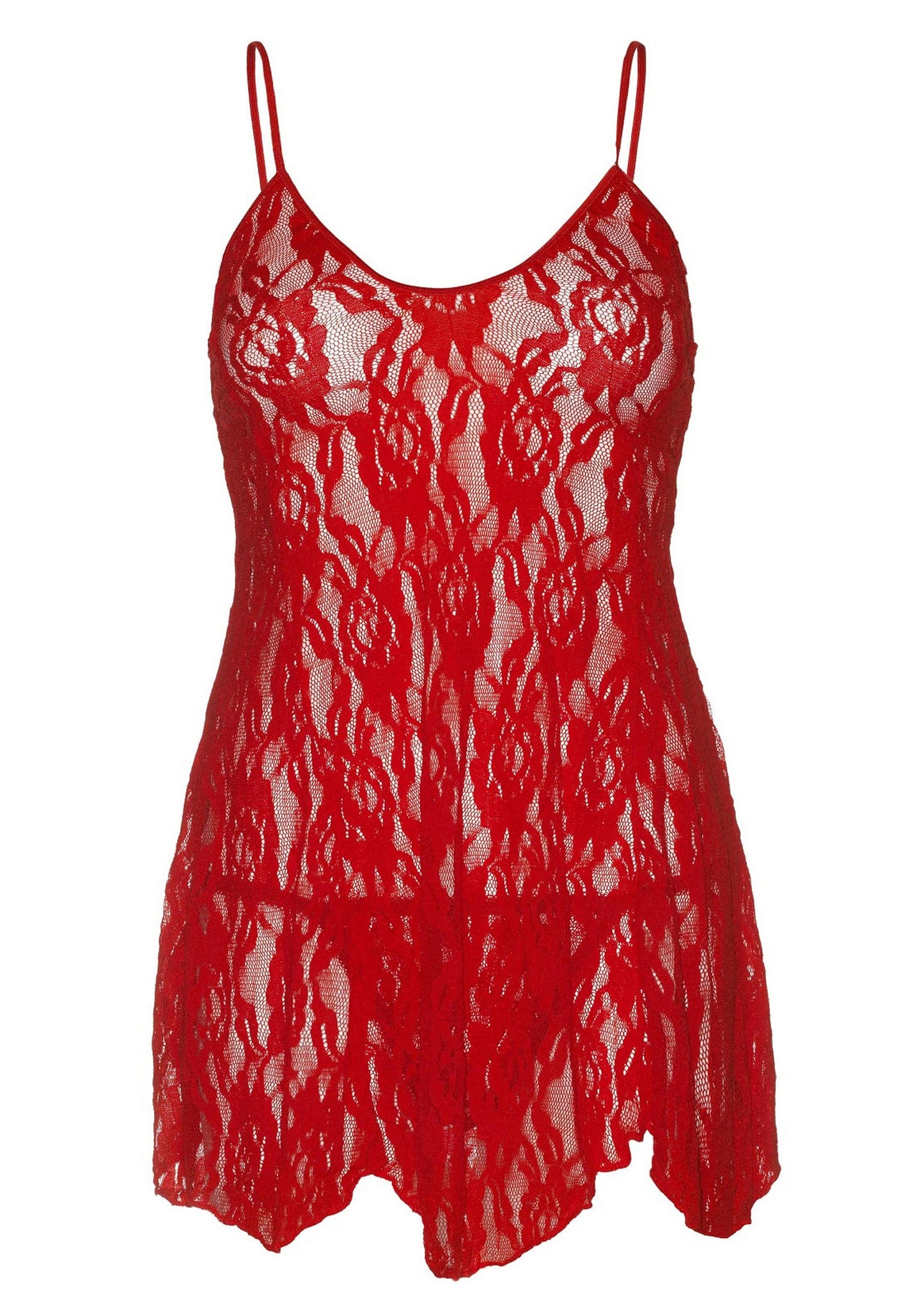 Leg Avenue Rose Lace Flair Chemise RED O/S - 3