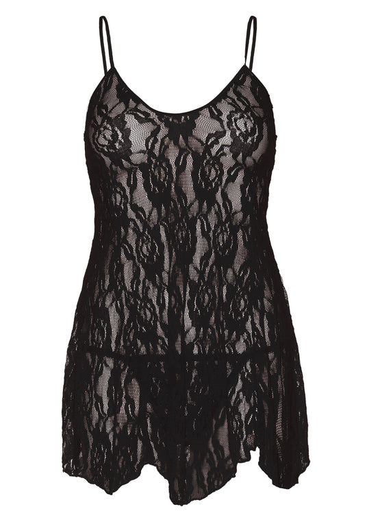 Leg Avenue Rose Lace Flair Chemise - Zwart