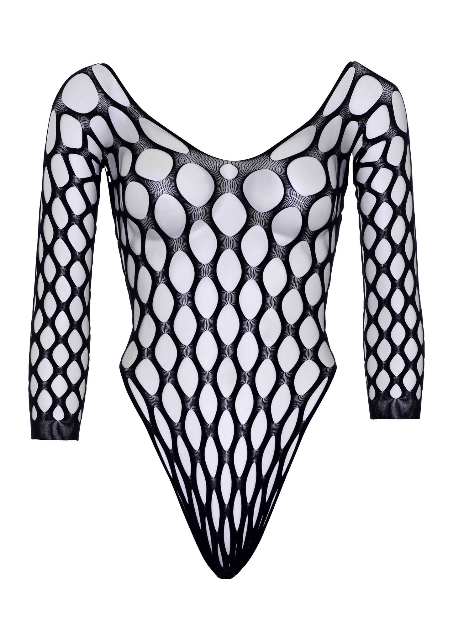 Leg Avenue Pothole net sleeve bodysuit BLACK O/S - 3