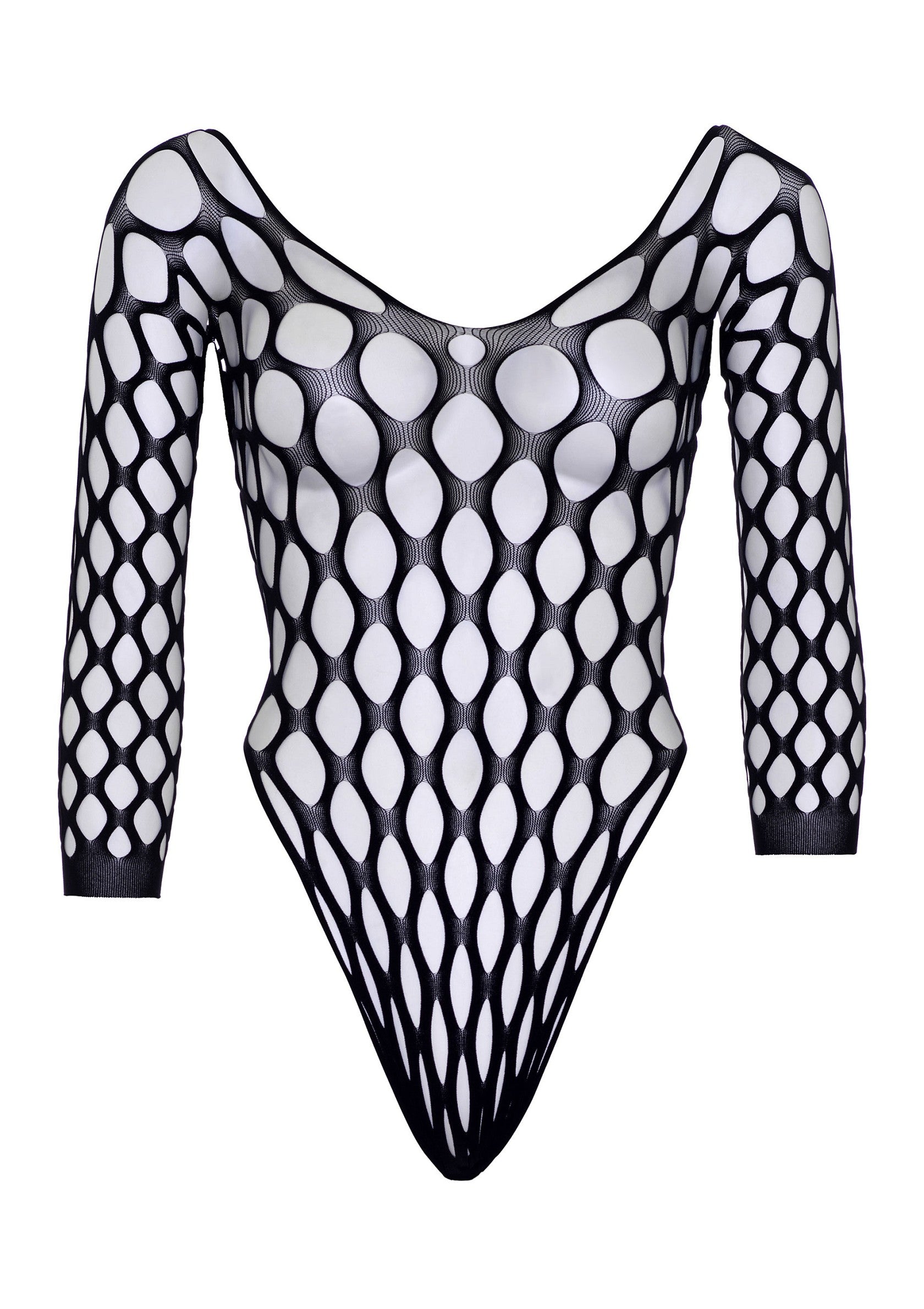 Leg Avenue Pothole net sleeve bodysuit BLACK O/S - 3