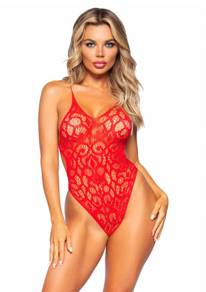 Seamless Lace Teddy with Strappy Back BLACK O/S - 2