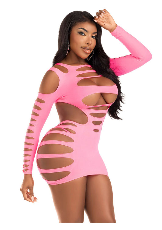Leg Avenue Shredded cut-out mini dress - Pink