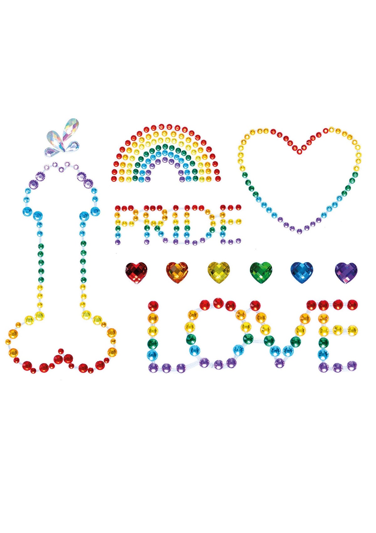 Pride Adhesive Body Jewels Stickers RAINBOW O/S - 0