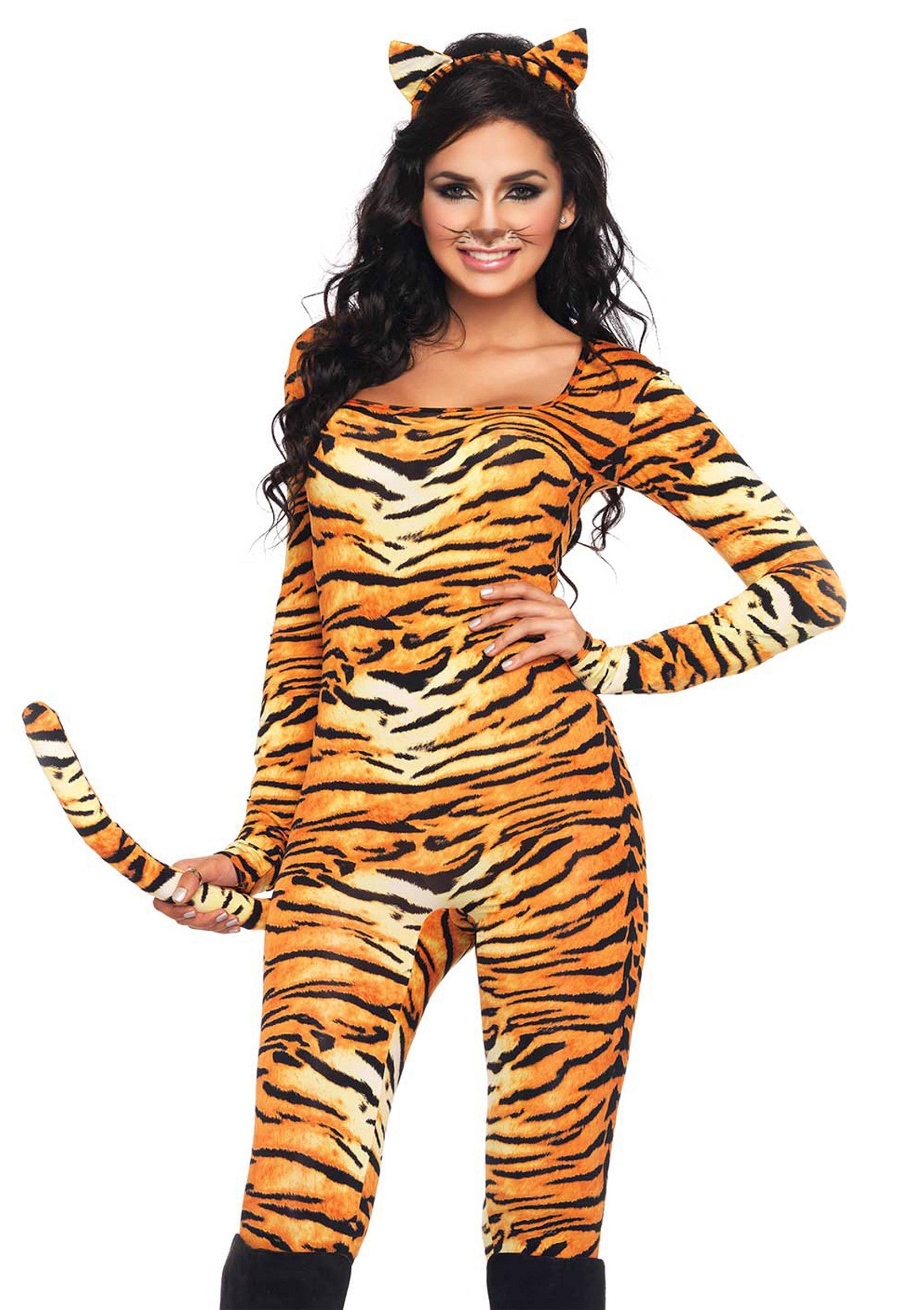 Leg Avenue Wild Tigress Catsuit ORANGE XS - 4