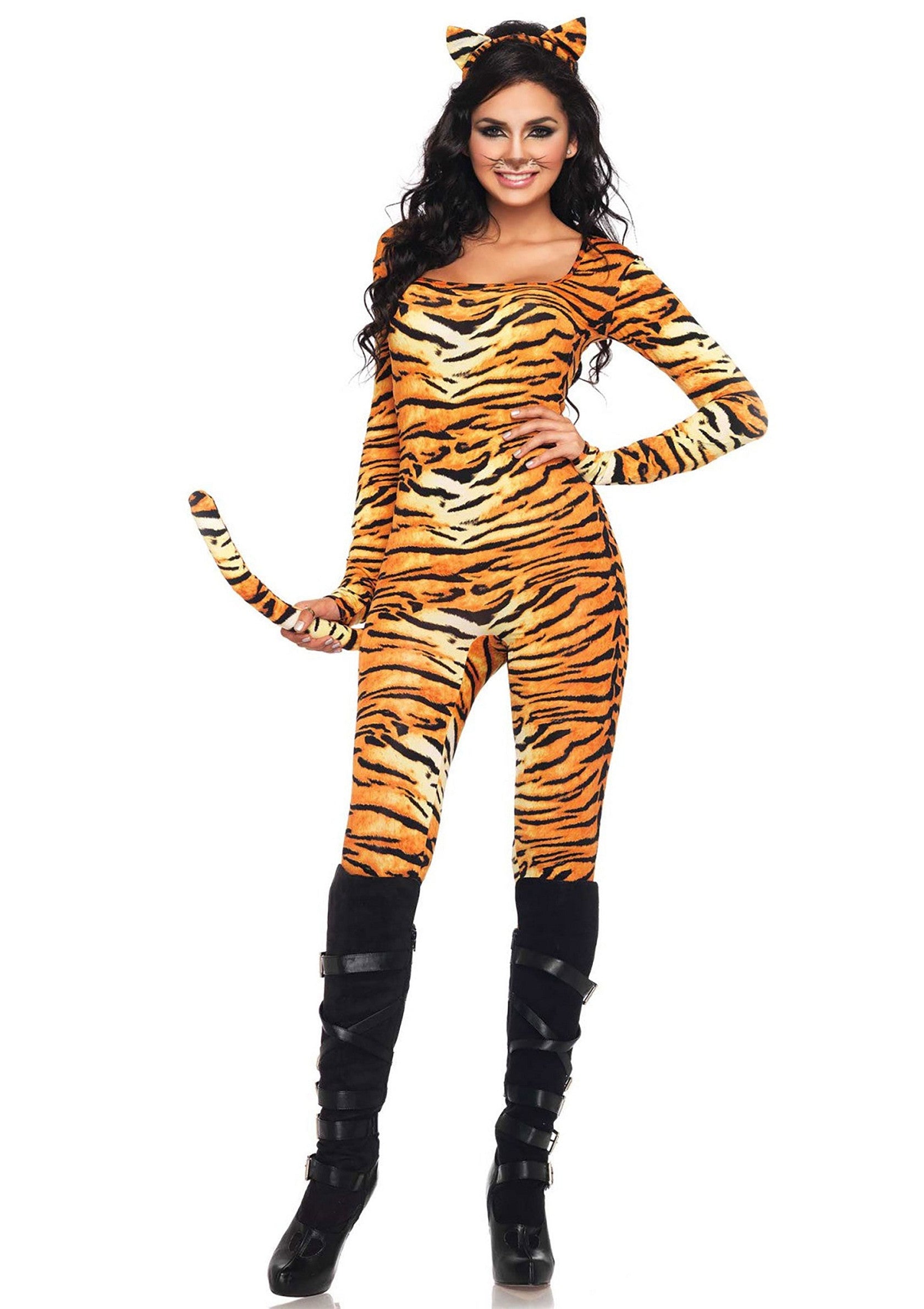 Leg Avenue Wild Tigress Catsuit ORANGE XS - 3