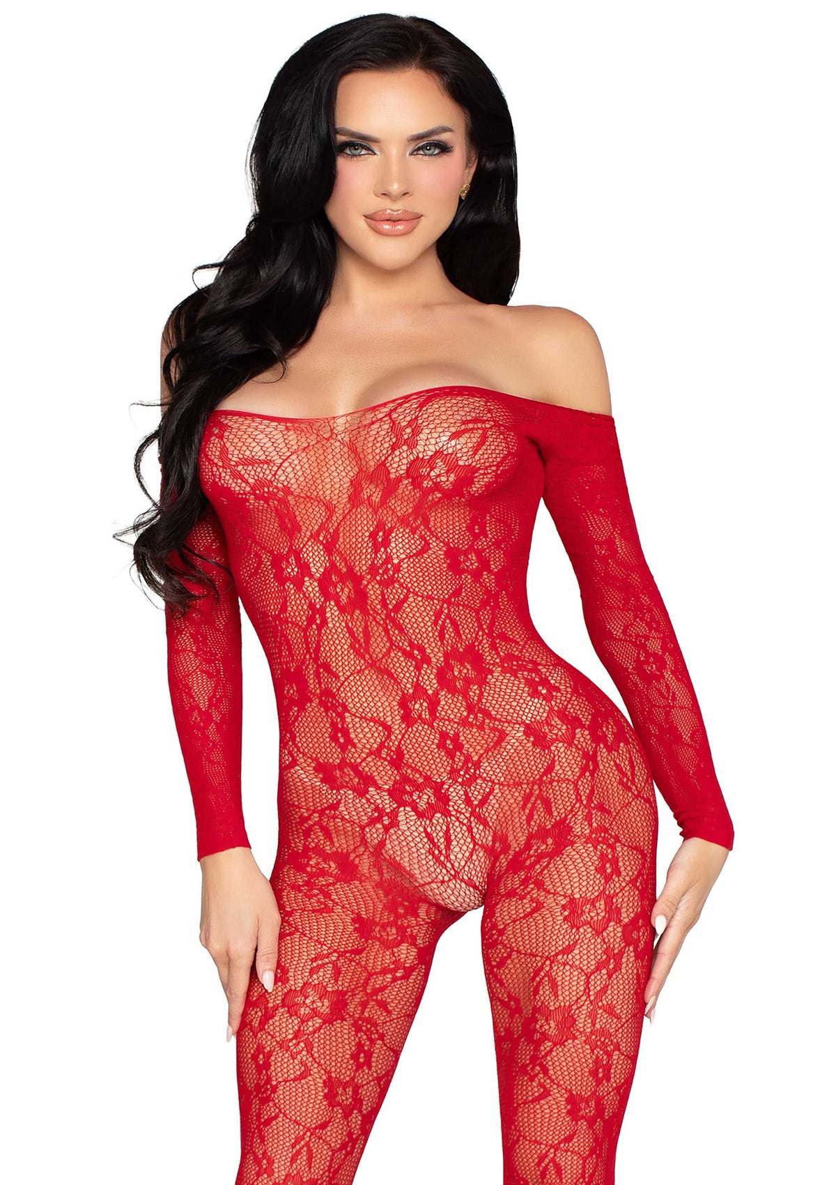 Lace Lingerie Bodystocking RED O/S - 1