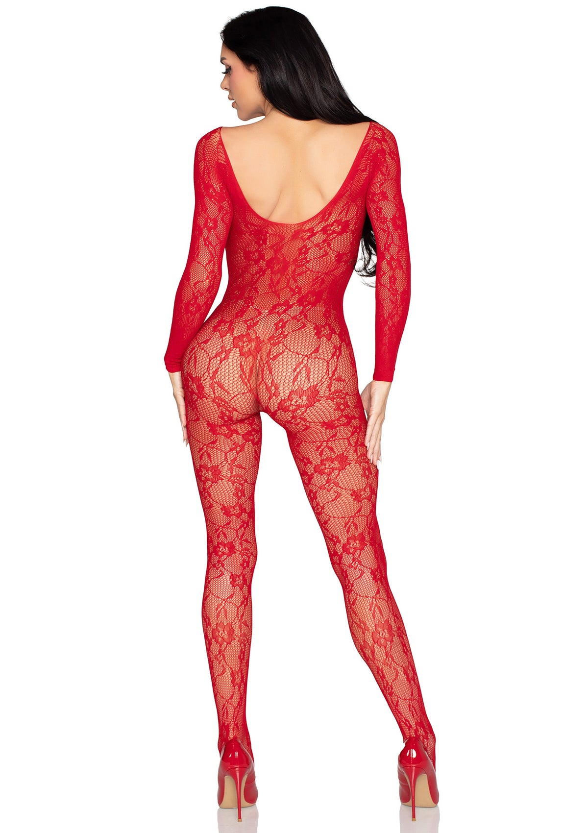 Lace Lingerie Bodystocking RED O/S - 2
