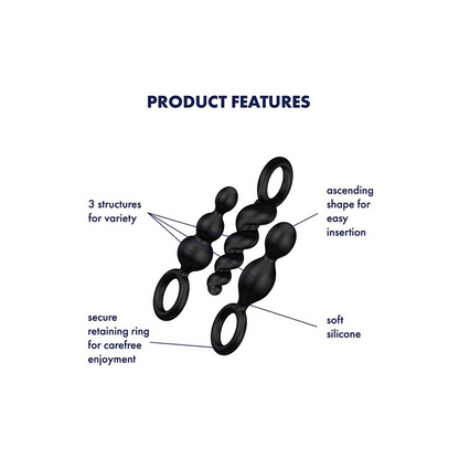 Booty Call - Butt Plug Set 3 Stuks - Zwart Schwarz - 3
