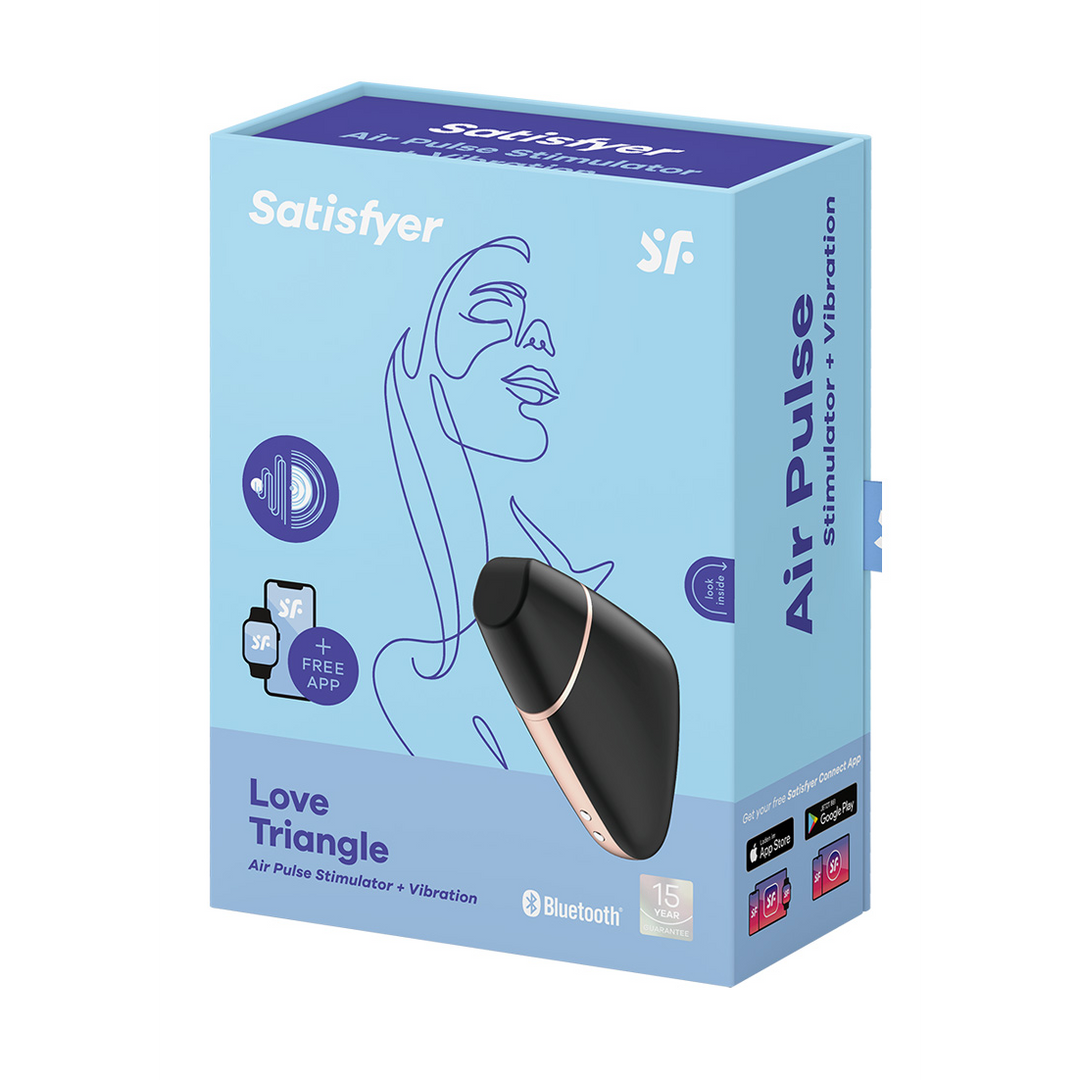 Love Triangle - Luchtpulserende Stimulator en Vibratie - Zwart Schwarz - 0