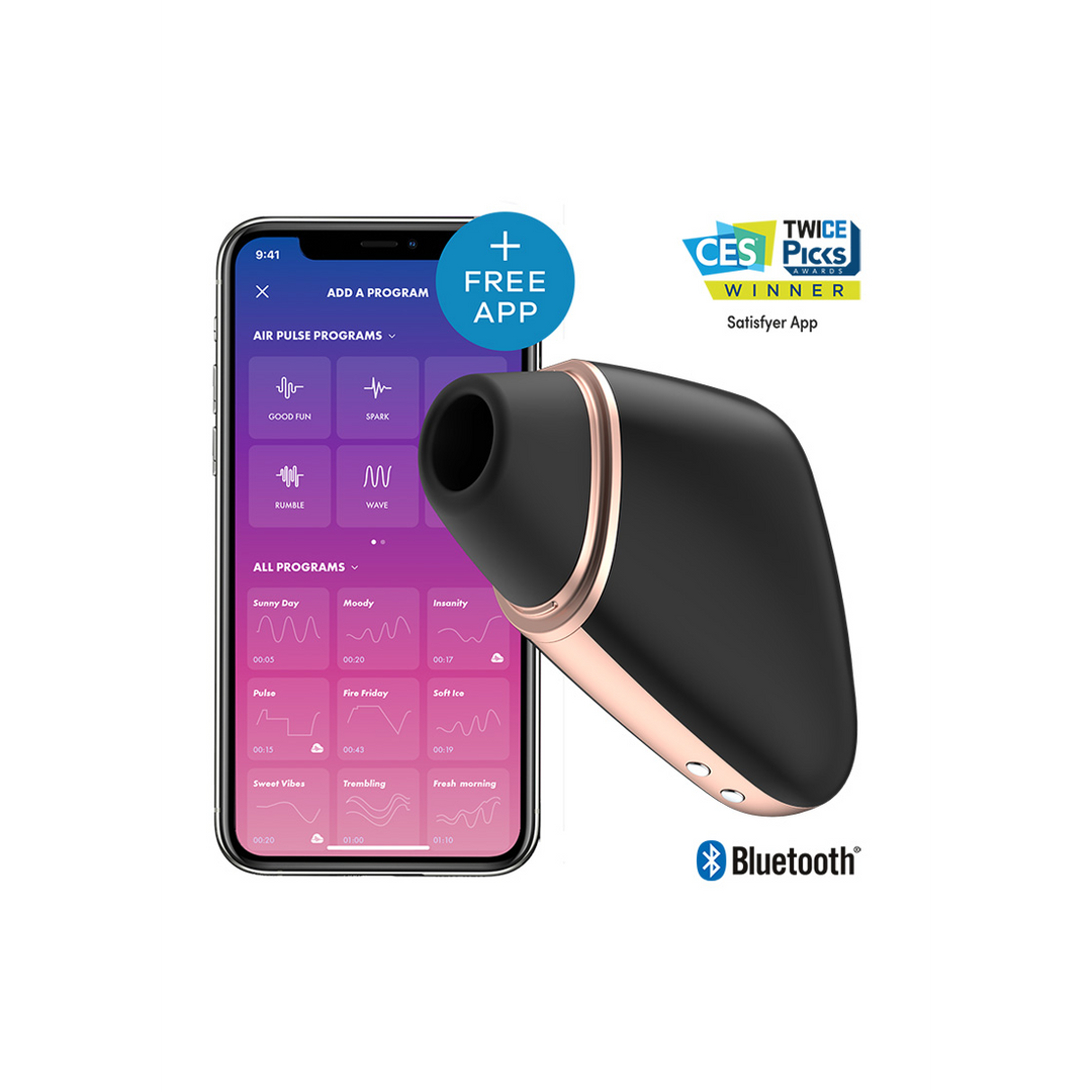 Love Triangle - Luchtpulserende Stimulator en Vibratie - Zwart Schwarz - 1